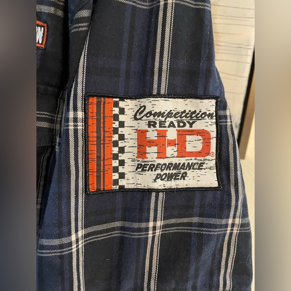 Harley Davidson short sleeve button down collared patches shirt side L EC~ - Picture 13 of 15